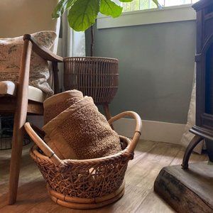 Large 17” x11” round boho basket